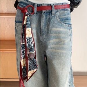 Red faux leather belt with scarf detail ✨❤️